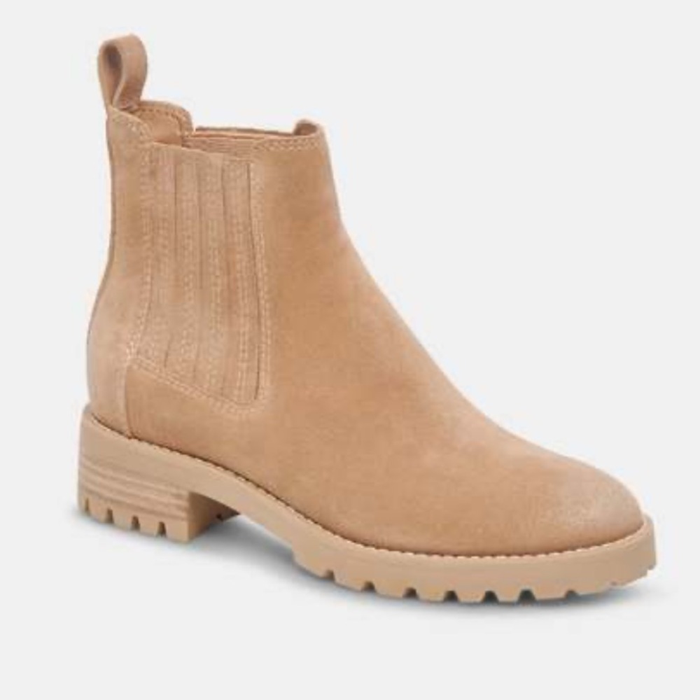 Dolce Vita Beige Suede Chelsea Booties